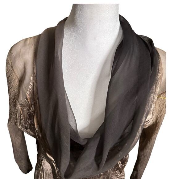 Komarov Ombre Maxi Long Sleeve Cowl Neck Dress sz L - Picture 6 of 13